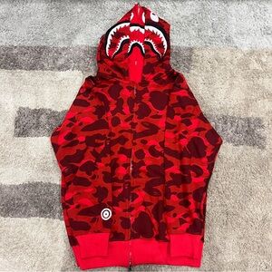Bape Red Shark Camouflage Kids Hoodie